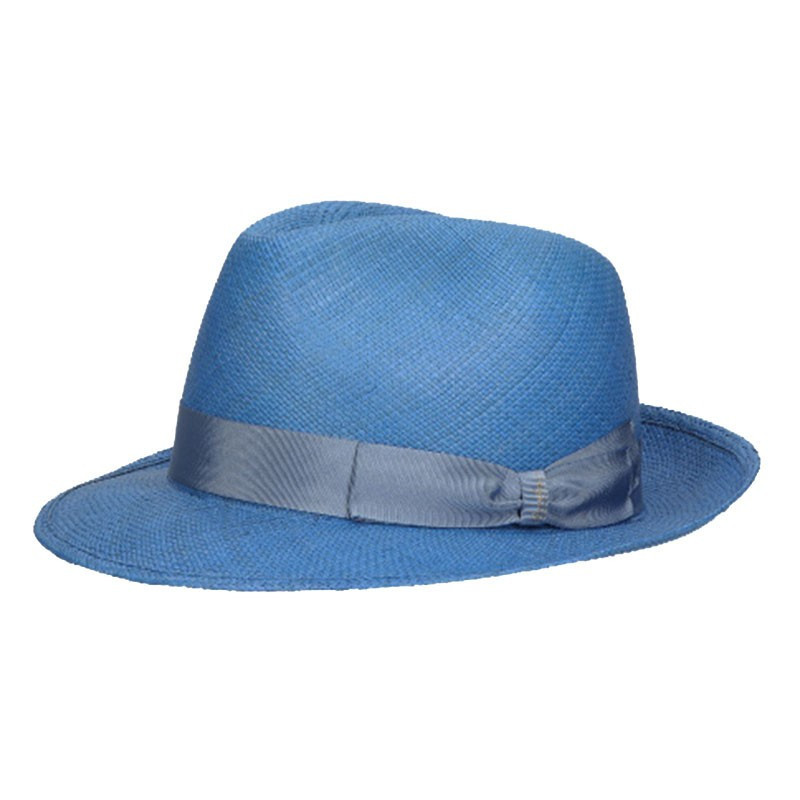 Sombrero paja infantil BORSALINO azul - Monpetit